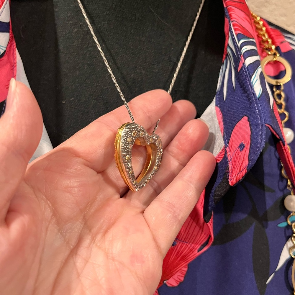 BRIGHTON Retired Reversible Two-tone Heart Pendant Necklace - Picture 7 of 7